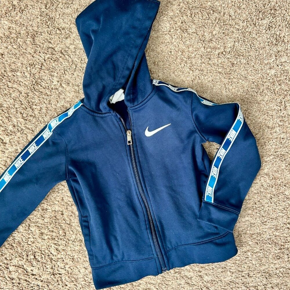 Nike Kids Therma-FIT‎ Navy Blue Zip Up Hoodie Track Jacket I Size XS